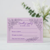 Violet Vows Traditional Wedding RSVP Card (スタンド正面)