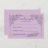 Violet Vows Traditional Wedding RSVP Card (正面/裏面)