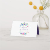 Violet Waterカラー結婚フローラのテーブル番号 プレイスカード (裏面)