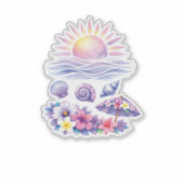violet watercolor creative beach シール (正面)