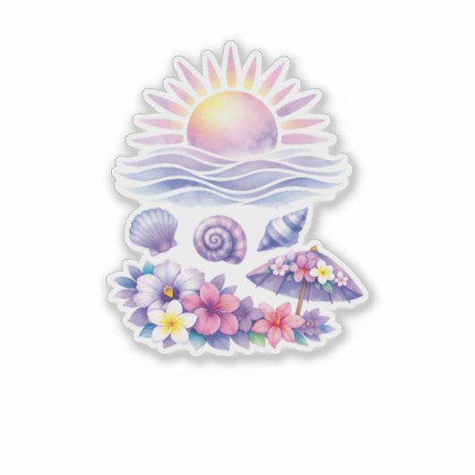 violet watercolor creative beach シール (正面)