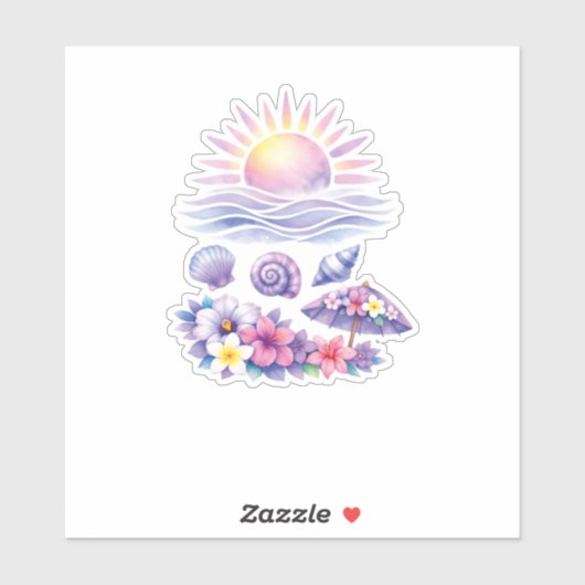 violet watercolor creative beach シール (シート)