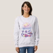 violet watercolor creative beach スウェットシャツ (正面フル)