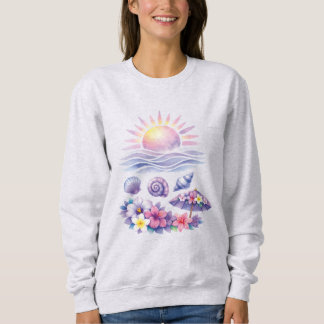violet watercolor creative beach スウェットシャツ