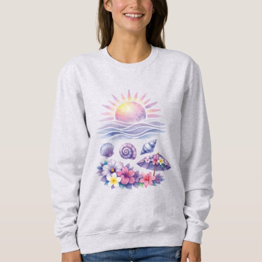 violet watercolor creative beach スウェットシャツ (正面)