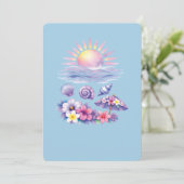 violet watercolor creative beach 招待状 (スタンド正面)