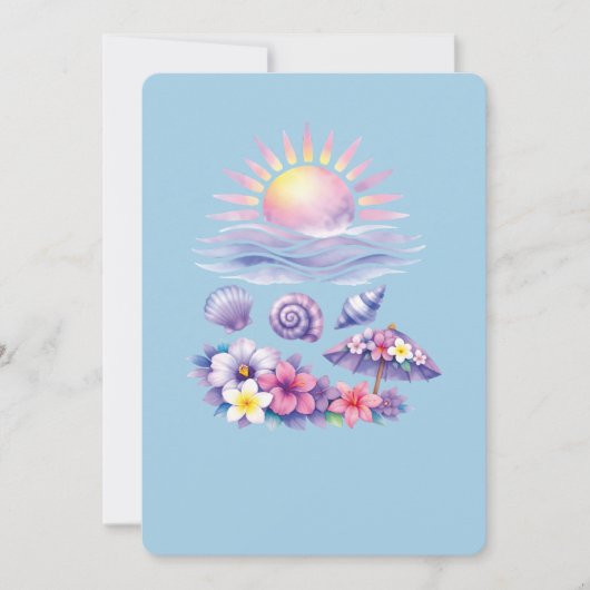 violet watercolor creative beach 招待状 (正面)