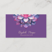 Violet Watercolor Lotus Yoga Simple 名刺 (正面)