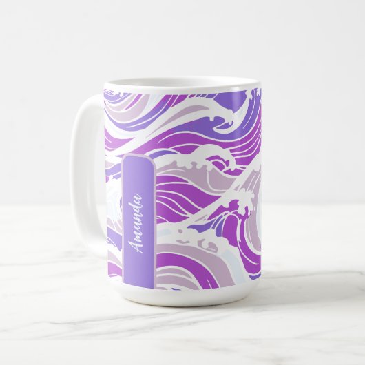 Violet Wave Pattern コーヒーマグカップ (正面左)