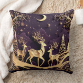 Violet Winter Whimsy – Moonlit Deer Christmas クッション (ブランケット)