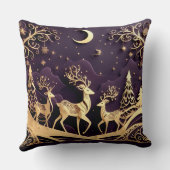 Violet Winter Whimsy – Moonlit Deer Christmas クッション (裏面)
