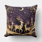 Violet Winter Whimsy – Moonlit Deer Christmas クッション (正面)
