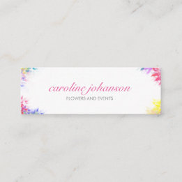 Violet yellow artistic painting brush flowers card スキニー名刺