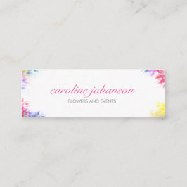 Violet yellow artistic painting brush flowers card スキニー名刺