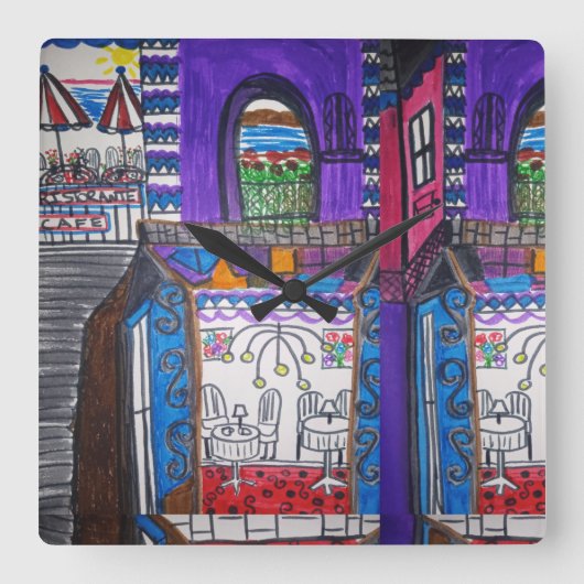 Violetas Cafe スクエア壁時計 (正面)