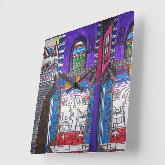 Violetas Cafe スクエア壁時計 (傾斜)