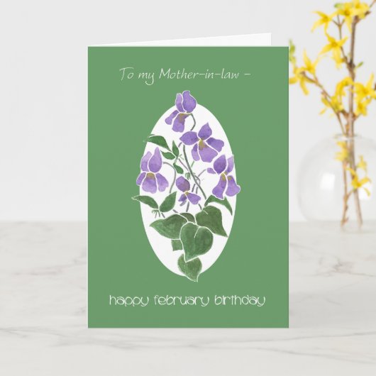 Violets、2月誕生日カード、義母 カード (黄色い花)