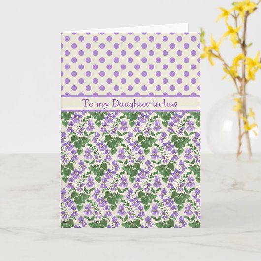 Violets、2月誕生日カード、義理の娘 カード (黄色い花)