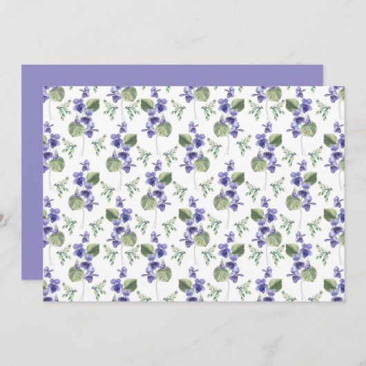 Violets Floral Botanical Note Card ノートカード (正面/裏面)