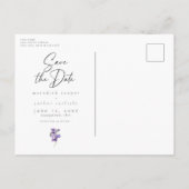 Violets Watercolor Minimal Elegant Wedding Photo 案内ポストカード (裏面)