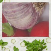 Violetter Knoblauch mit Radieschen キッチンタオル (折り畳み)