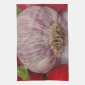 Violetter Knoblauch mit Radieschen キッチンタオル (縦)