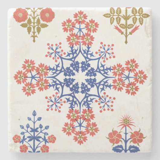 Violiet、アイリスおよびチューリップのモチーフの壁紙は、pr設計します ストーンコースター (正面)