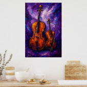 Violin and Cello Against Purple Background ポスター (キッチン)