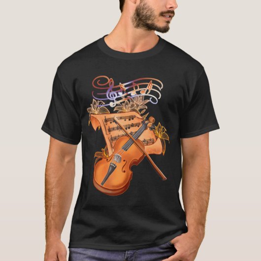 Violin and Musical Note funny Tシャツ (正面)