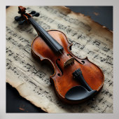 Violin and Sheet Music ポスター (正面)