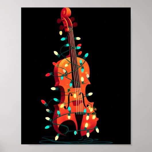 Violin Christmas Graphics Lights Lover Player Viol ポスター (正面)
