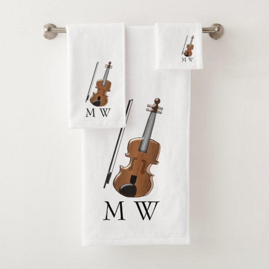 Violin Design Monogrammed バスタオルセット (インサイチュ)