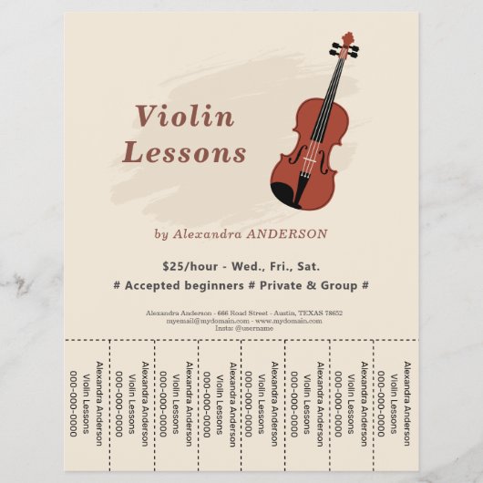 Violin Lessons Tear Off Strips Flyer チラシ (正面)