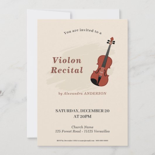 Violin Music Recital Invitation 招待状 (正面)