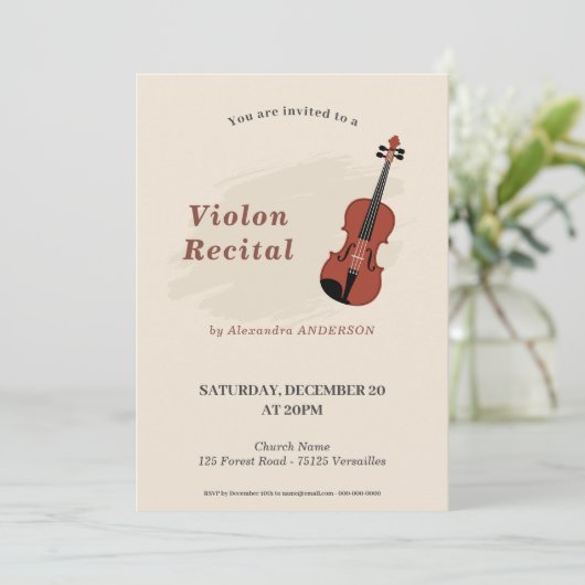 Violin Music Recital Invitation 招待状 (スタンド正面)
