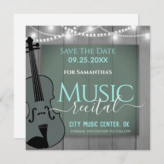 Violin Music Recital Save the Date (正面/裏面)