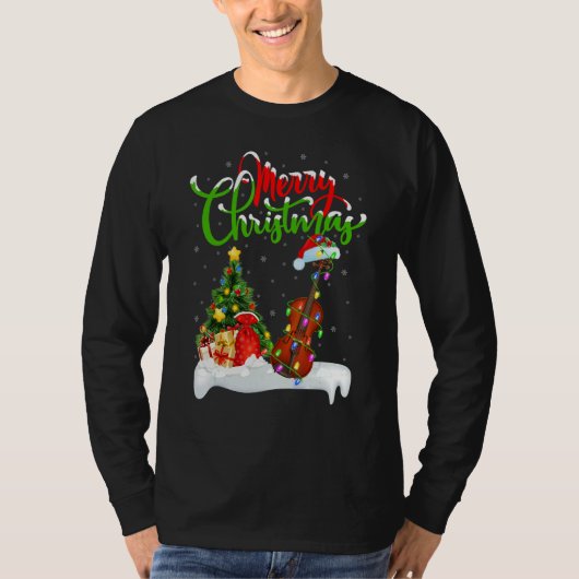Violin Music   Xmas Decorations Santa Violin Chris Tシャツ (正面)