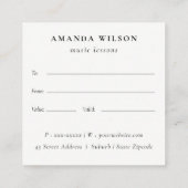 Violin Musician Music Teacher Gift Certificate スクエア名刺 (裏面)