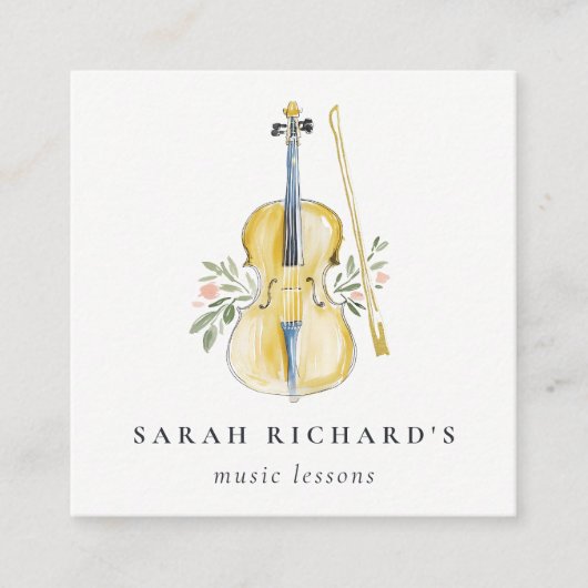 Violin Musician Music Teacher Review Request スクエア名刺 (正面)