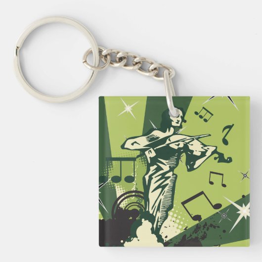 Violin Player Musical Notes キーホルダー (正面)