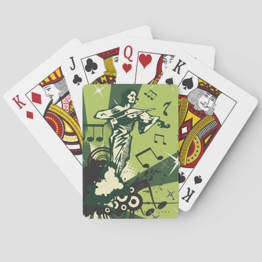 Violin Player Musical Notes Playing Cards トランプ (裏面)