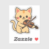 Violin Playing Cat Design シール (シート)