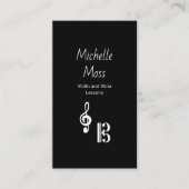 Violin Viola Music Lessons Black White Simple  名刺 (正面)