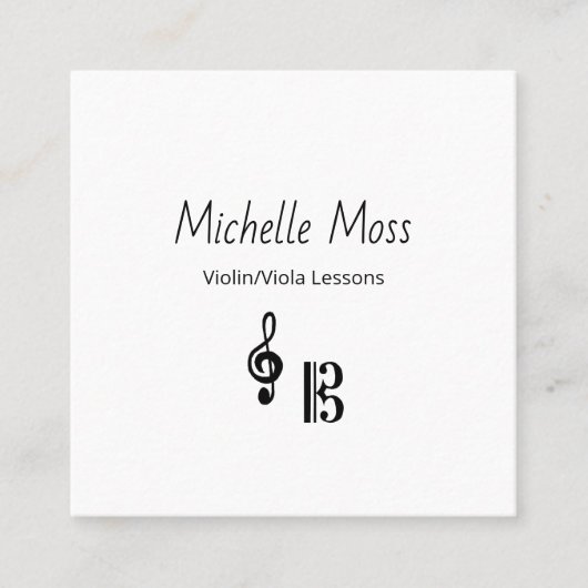 Violin Viola Music Lessons QR code Musical スクエア名刺 (正面)