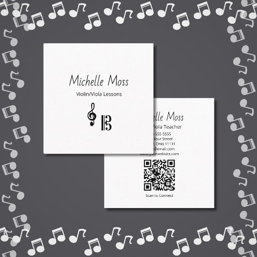 Violin Viola Music Lessons QR code Musical スクエア名刺