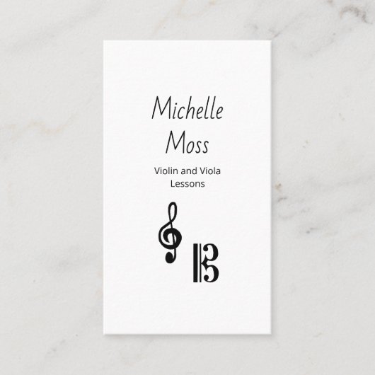 Violin Viola Professional Music Lessons Simple  名刺 (正面)