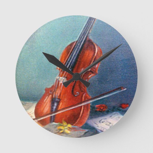 Violín/Violin ラウンド壁時計 (正面)