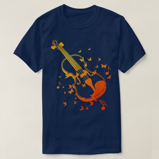 Violins Player Sheet Music Butterflies 3294 Tシャツ (デザイン正面)