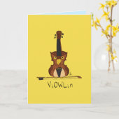 ViOWLin Violinおもしろい Owl音楽グリーティングカード カード (黄色い花)