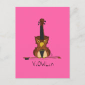 ViOWLin Violin Owl音楽はがき ポストカード (正面)